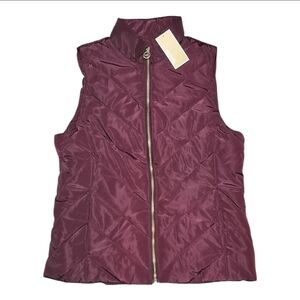 Michael Kors M Red Puffer Quilted Vest MK Charm Women's Medium